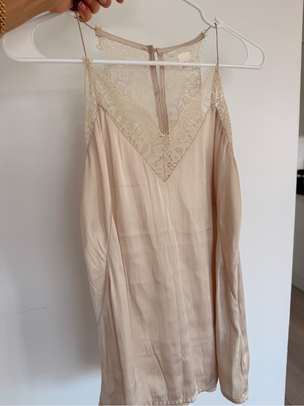 H&M Cream Lace-Trim Slip Top